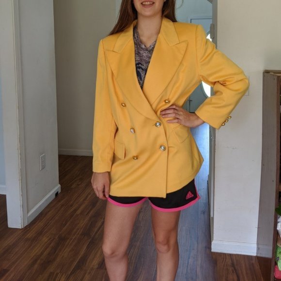 Escada Jackets & Blazers - Vintage Escada Double Breasted Yellow Blazer 44 12